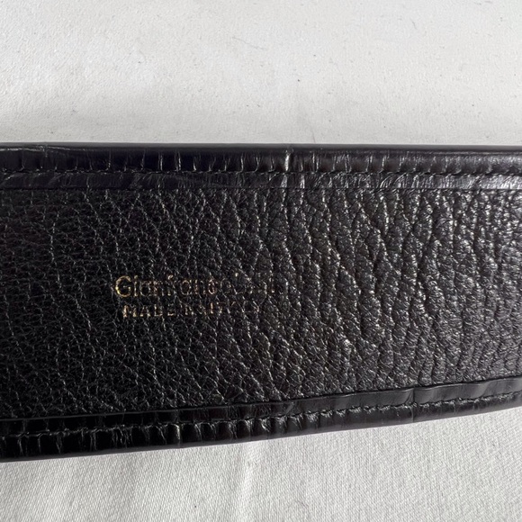 GIANFRANCO LOTTI Leaf Buckle Accent Black Leather Women's Belt Made in Italy - Picture 9 of 9